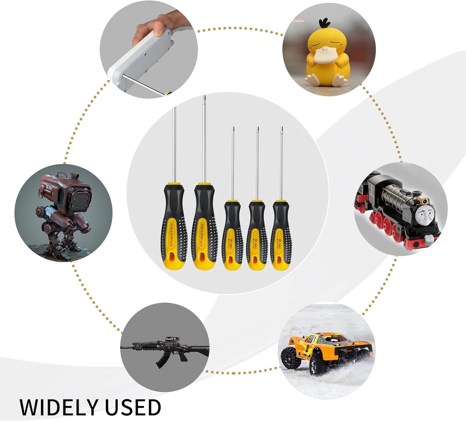 Triangle Screwdrivers Sets 5-Pieces, Magnetic Tip Screwdriver Bit with Nonslip H