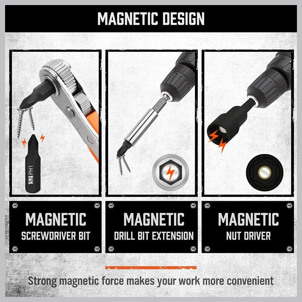 47Pcs Nut Driver Set SAE and Metric, Impact Magnetic Nut Driver for Impact Drill
