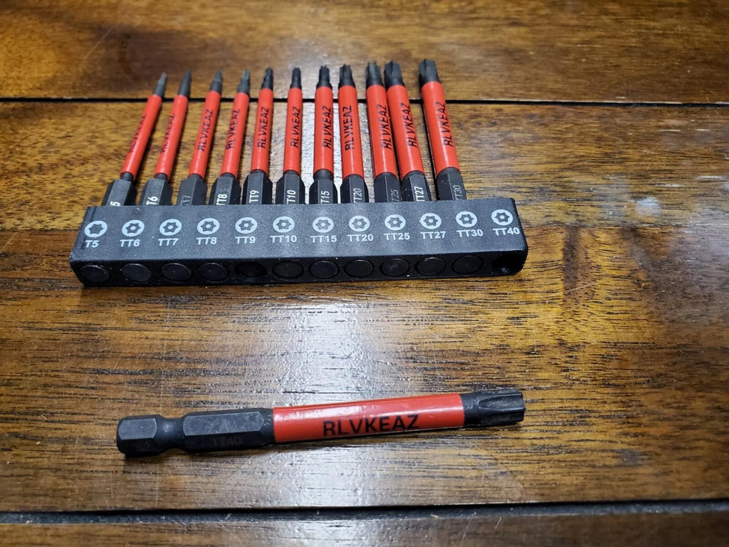 12-Piece Impact Security Torx Bit Set (T5-T40), 3-Inch Long S2 Steel 1/4" Hex