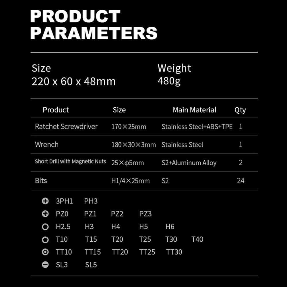 50Nm Torque Ratchet Screwdriver Set 28-in-1 Multifunctional`