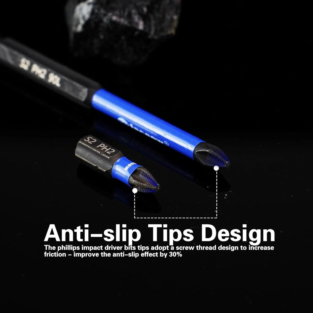 16 Pack Phillips Impact Driver Bits, #2 Head Magnetic PH2, Assorted