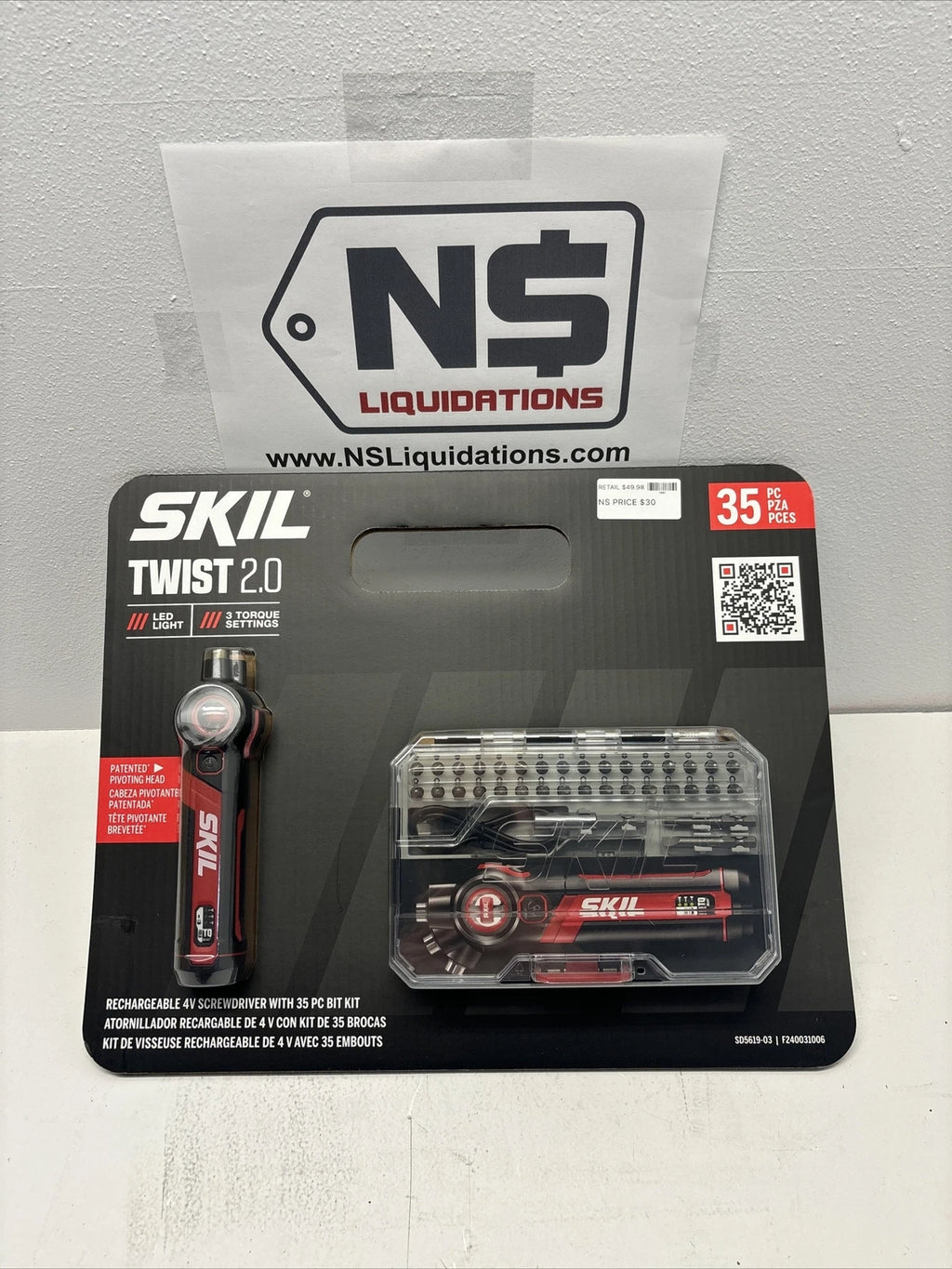 SKIL Twist 2.0 Rechargeable 4V Screwdriver with 35 Piece Bit Kit