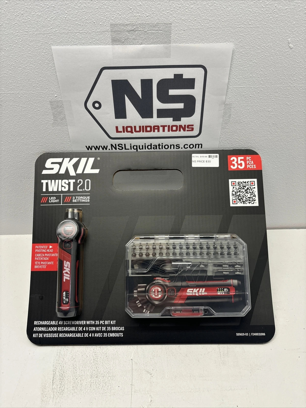 SKIL Twist 2.0 Rechargeable 4V Screwdriver with 35 Piece Bit Kit