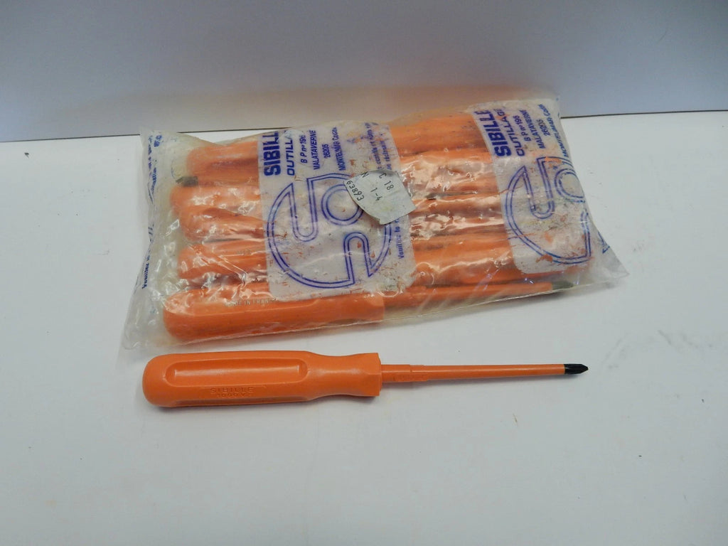 SIBILLE INSULATED SCREWDRIVERS No. 1 x 4" SIZE PHILLIPS HEAD 8 PER LOT NEW