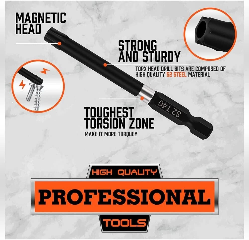13PC Torx Bit Set Quick Change Connect Impact Driver Drill Security Tamper Proof