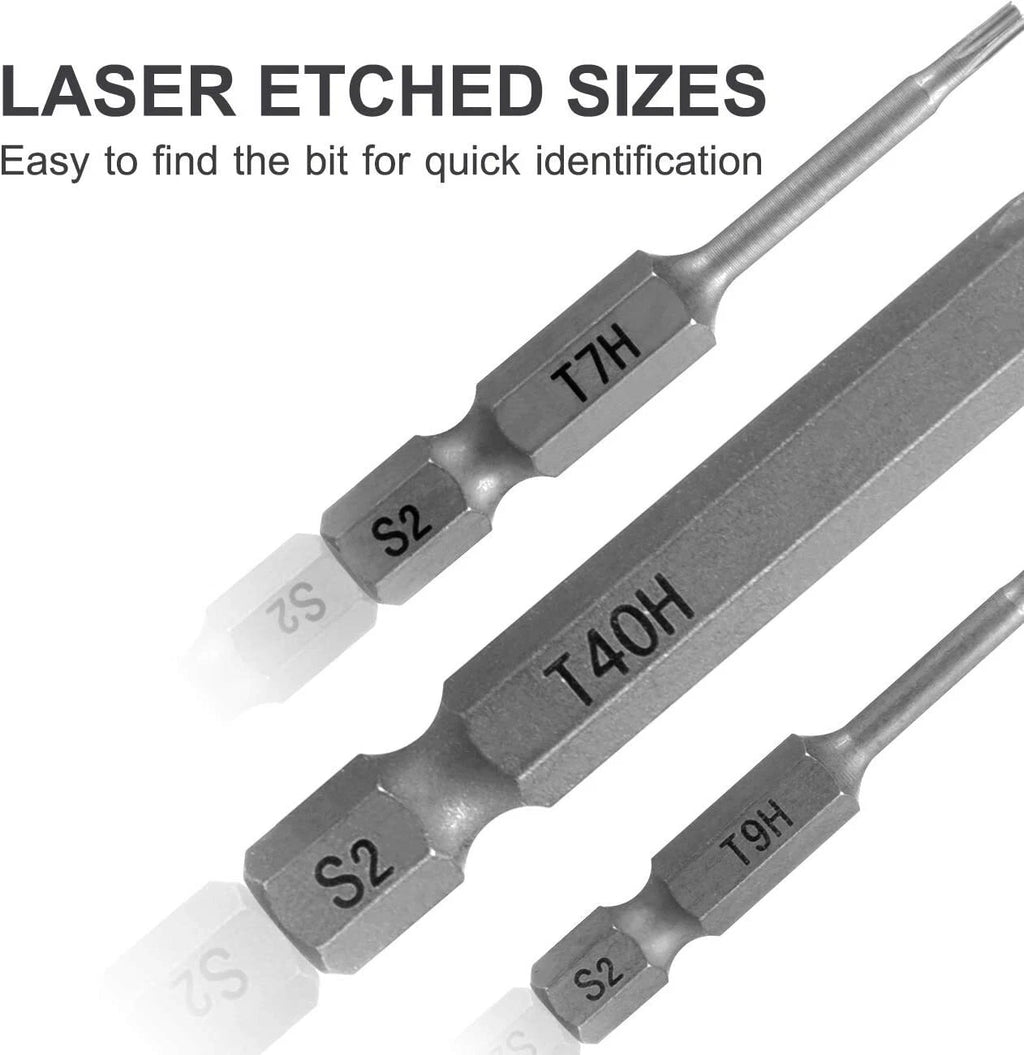 12PC Tamper Proof Star Impact Driver Bit Set Security Screwdriver Bits Hex Shank