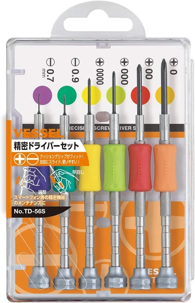Vessel Precision Screwdriver Set TD-56S / +0, 00, 000, 0000, -0.7, -0.9 Clear