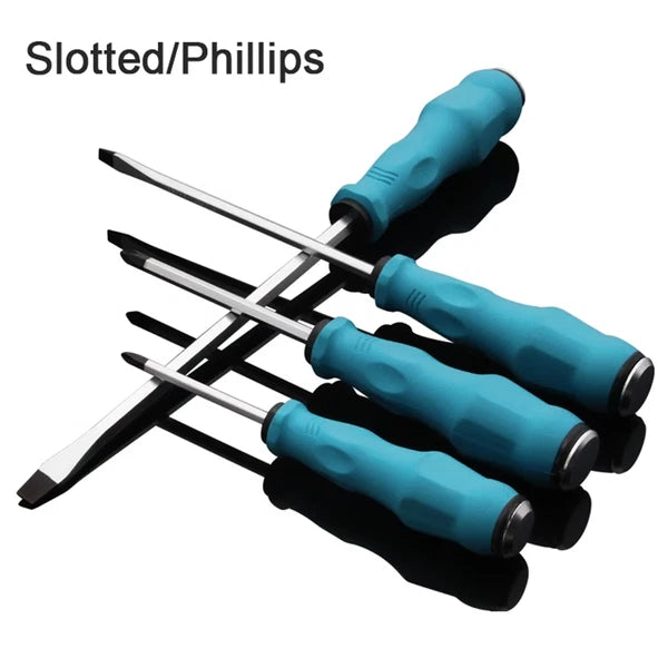 Screwdriver Through-Core Magnetic Tips Phillips Flat Blade Chrome Vanadium Steel
