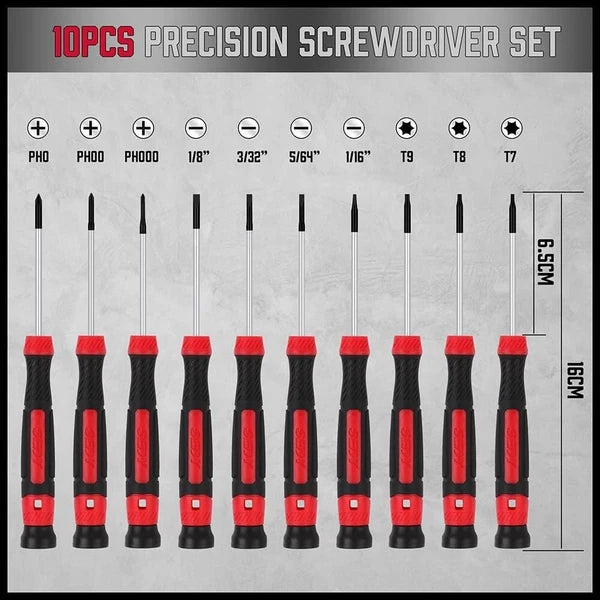 Portable 11-Piece Precision Screwdriver Set with Magnetic Tips and Storage Bag