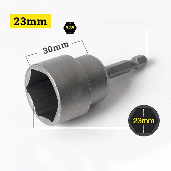 Shank Nut Driver Bit Set Hex Magnetic Metric Socket Impact Drill 3mm-24mm 1/4"