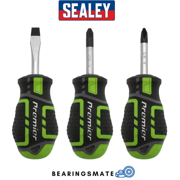 Sealey AK4328HV Screwdriver Set 3pc GripMAX® Stubby - Hi Vis - AK4328HV