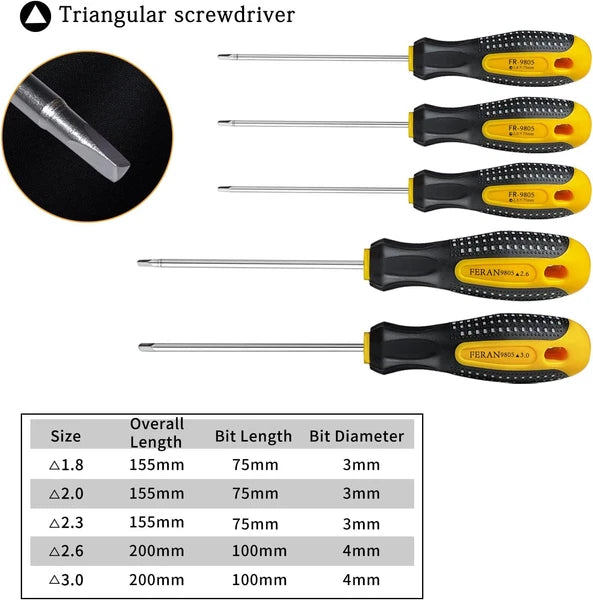 Triangle Screwdrivers Sets 5-Pieces, Magnetic Tip Screwdriver Bit with Nonslip H