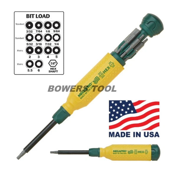Megapro Hex Multi Bit Screwdriver 15in1 151HX 2-6mm 3/32-1/4 Hex Key Wrench Bit