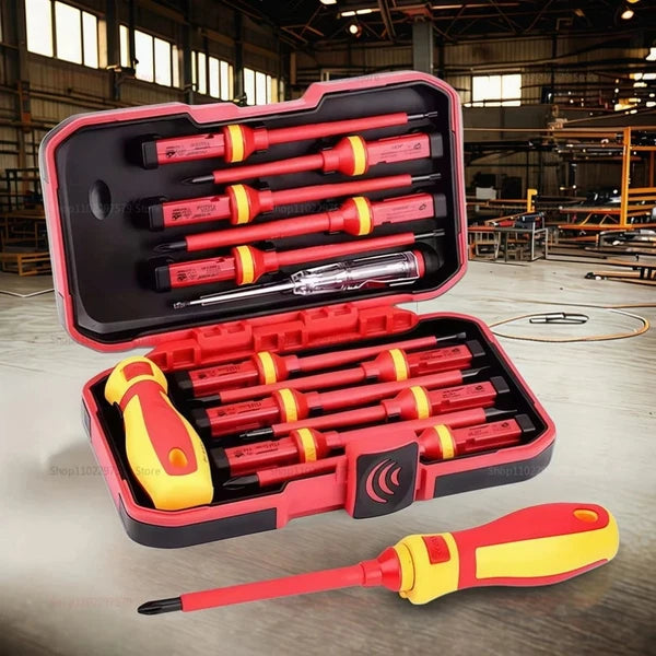 13PCS 1000V Changeable Insulated Screwdriver Set and Magnetic Slotted Bit Repair
