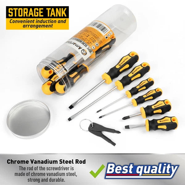 10-Piece Magnetic Screwdrivers Set, 5 Phillips and 5 Slotted Tips