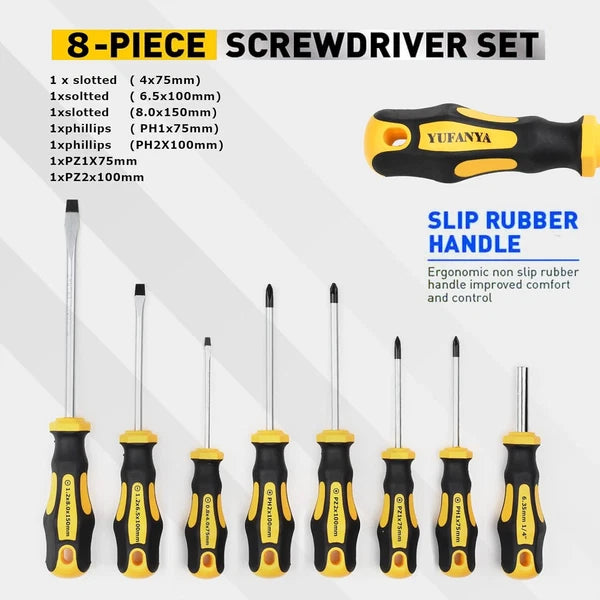 60PCS MAGNETIC SCREWDRIVER SET IN CASE HEAVY DUTY PHILIPS & FLAT SCREWDRIVERS