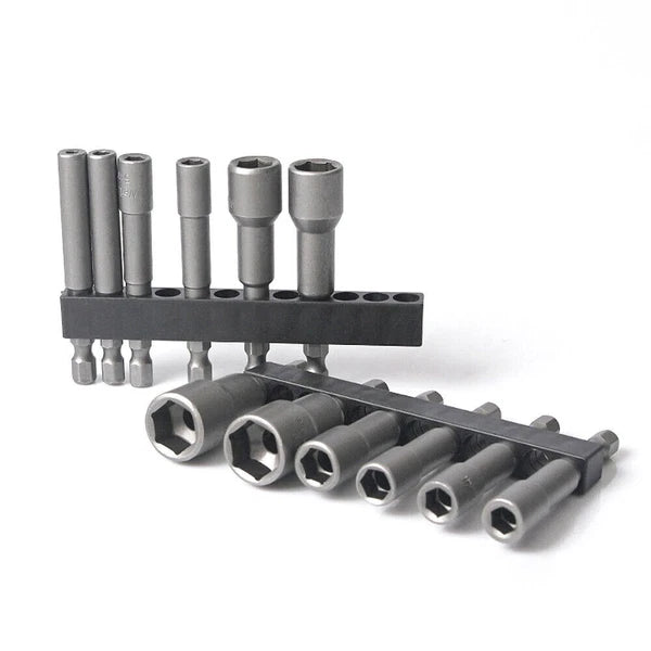 Shank Nut Driver Bit Set Hex Magnetic Metric Socket Impact Drill 3mm-24mm 1/4"