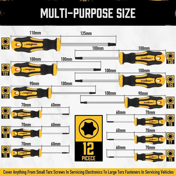 13-Piece Magnetic Torx Screwdriver Set | Ergonomic Handles & Rust-Proof
