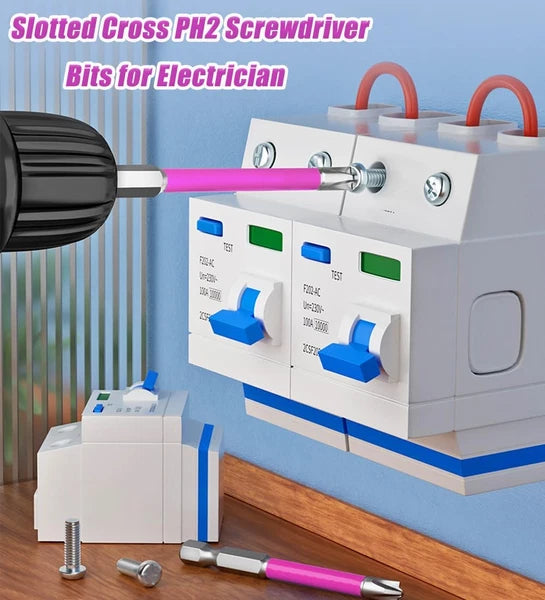 10Pcs Magnetic PH2 Special Slotted Phillips Screwdriver Bit Set for Electricians