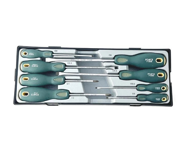 Force T2084YC S2 Steel 8pc Screwdriver Set Model Options: Slot, Phillip, Pozi
