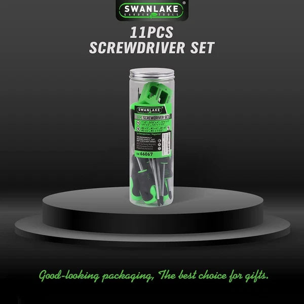 11PCS Screwdriver Set, Magnetic 5 Phillips and 5 Flat Head Black