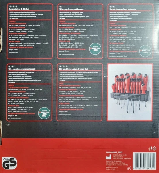 Parkside Screwdriver & Bit Set (37 Pieces)