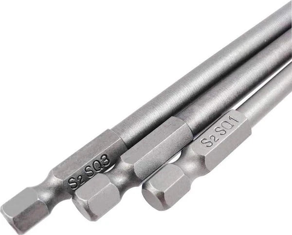 3 Sets 100mm 1/4-Inch Hex Shank Magnetic Square Head Screwdriver Bits SQ1 SQ2