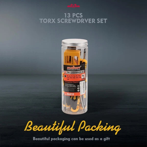 13-Piece Magnetic Torx Screwdriver Set | Ergonomic Handles & Rust-Proof