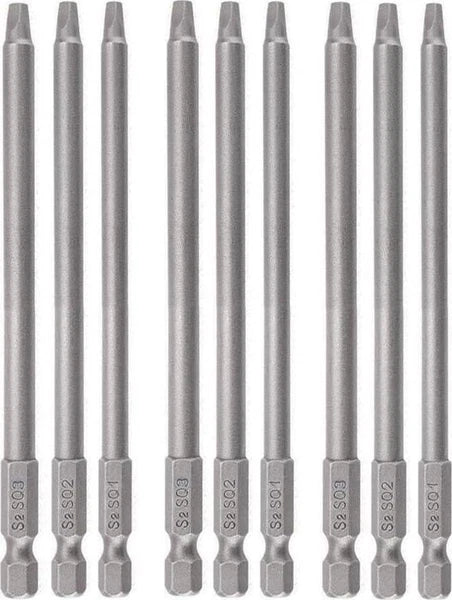 3 Sets 100mm 1/4-Inch Hex Shank Magnetic Square Head Screwdriver Bits SQ1 SQ2