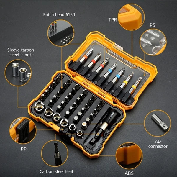 Pack of 50 Screwdriver Bit Set Precisions Driver Bit Torx, Flat, Hex,Square Tip