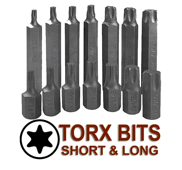 Torx Star Spline Hex Socket Bit Set - 42 Pc, Long & Short - 1/2" & 3/8" Drive