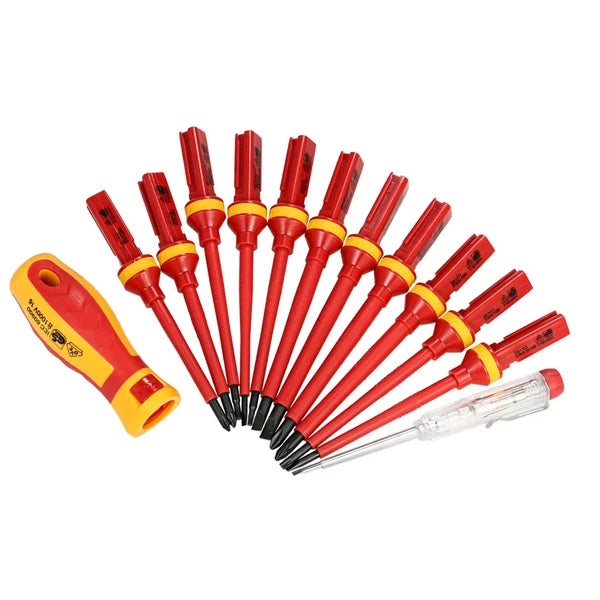 13PCS 1000V Changeable Insulated Screwdriver Set and Magnetic Slotted Bit Repair