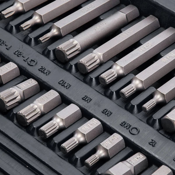 Torx Star Spline Hex Socket Bit Set - 42 Pc, Long & Short - 1/2" & 3/8" Drive