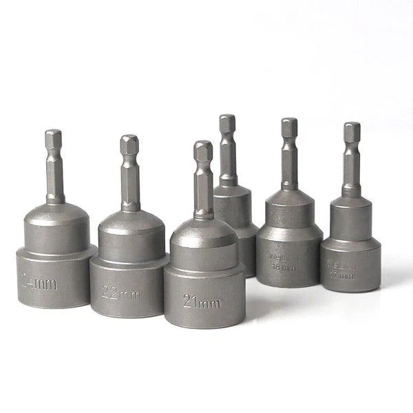 Shank Nut Driver Bit Set Hex Magnetic Metric Socket Impact Drill 3mm-24mm 1/4"