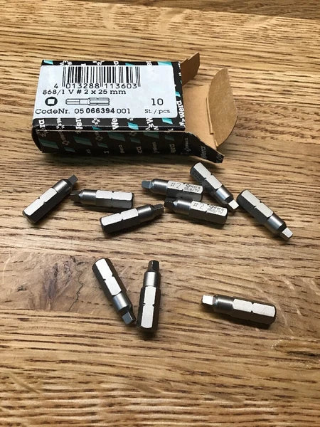 Wera Series 1 868/1 V Special Design Bit, Square # 2, 1/4" Drive Pack of 10.AA-5