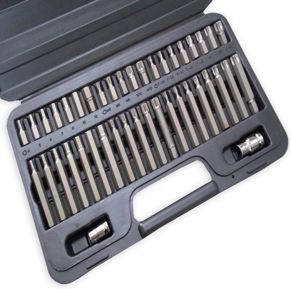 Torx Star Spline Hex Socket Bit Set - 42 Pc, Long & Short - 1/2" & 3/8" Drive