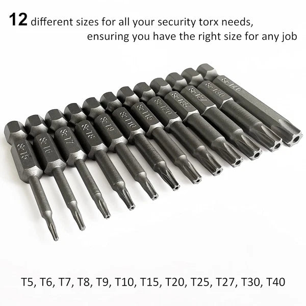 Torx Screwdriver Bit Set,  S2 Steel Magnetic Security Tamper Proof Star 6 Point