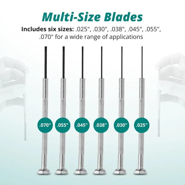 Screwdriver Set, Tempered Blue Steel, Includes Sizes .025", .030", .038", .045"