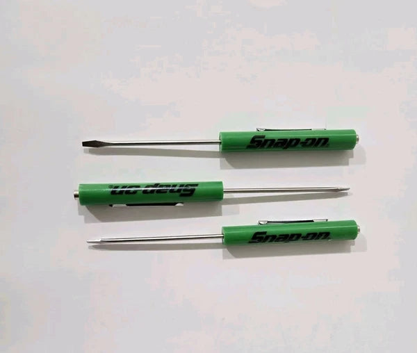 3 Snap on tools screwdrivers Promo Green pocket screwdriver magnet end NEW +GIFT