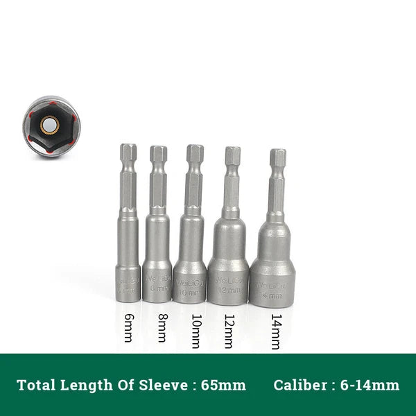 Shank Nut Driver Bit Set Hex Magnetic Metric Socket Impact Drill 3mm-24mm 1/4"