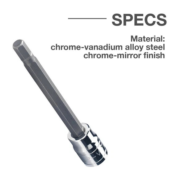 3/8 METRIC and SAE Extra Long Hex Allen Bit Socket Set 14pc w Case