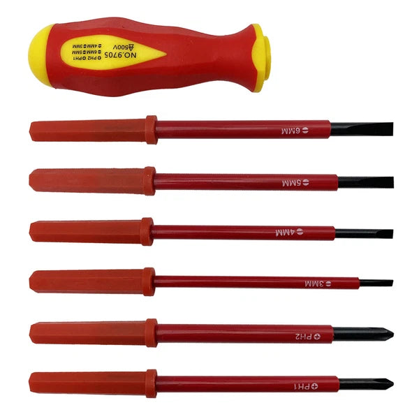 7Pcs Screwdriver Set Phillips Flat Slotted Electrician Multi-purpose Insulated
