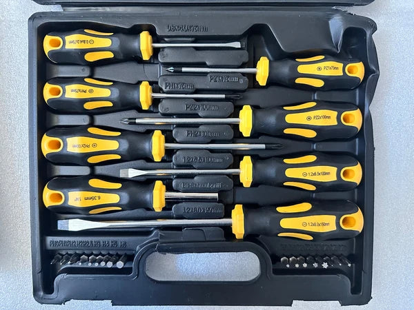 60PCS MAGNETIC SCREWDRIVER SET IN CASE HEAVY DUTY PHILIPS & FLAT SCREWDRIVERS