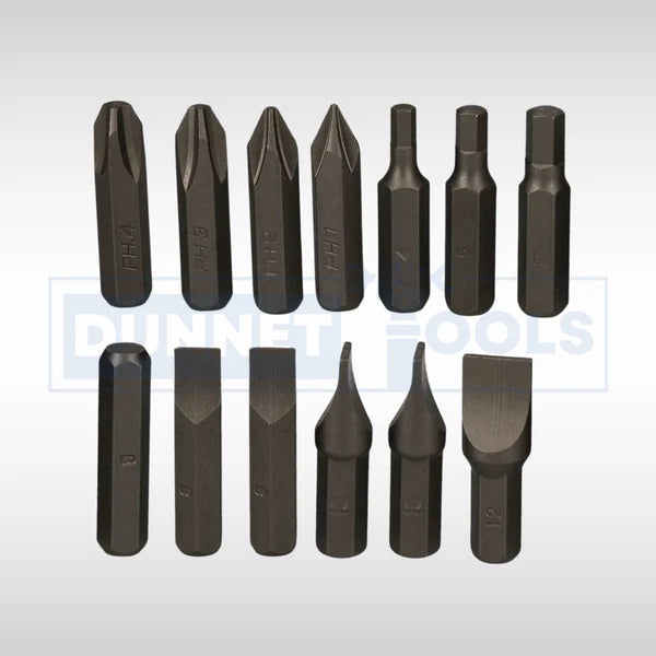 13pc Impact Screwdriver Bit Set CR-V Steel 3/8” Hex Shank Heavy Duty  Phillips