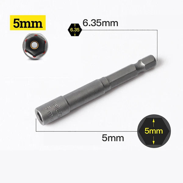 Shank Nut Driver Bit Set Hex Magnetic Metric Socket Impact Drill 3mm-24mm 1/4"