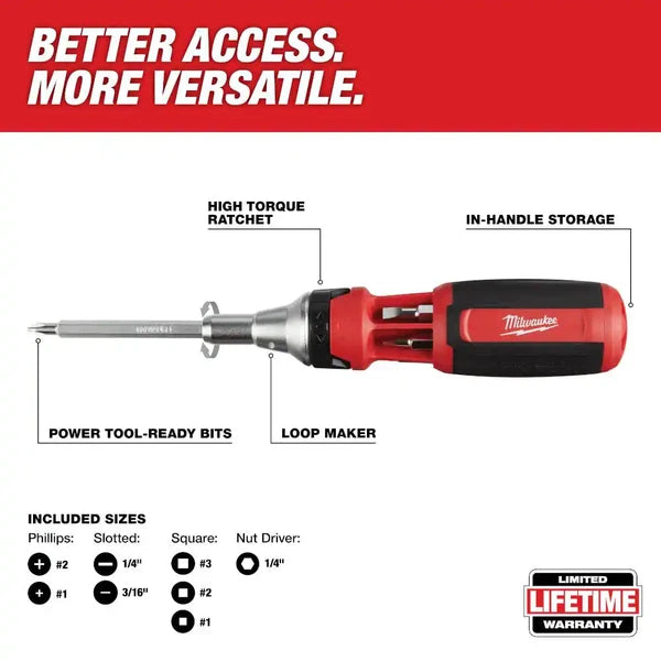 9-In-1 Square Drive Ratcheting Multi-Bit Screwdriver