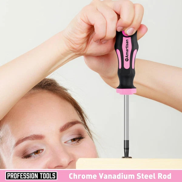 10- Piece Magnetic Screwdrivers Set, 5 Phillips and 5 Slotted Tips, Cushion Grip