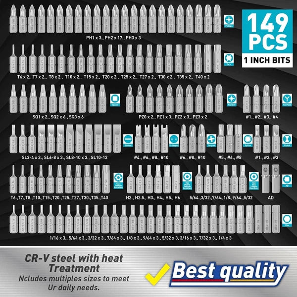 258-Piece Ultimate Screwdriver Bit Set, Chrome Vanadium Steel Driver Bit Set, S