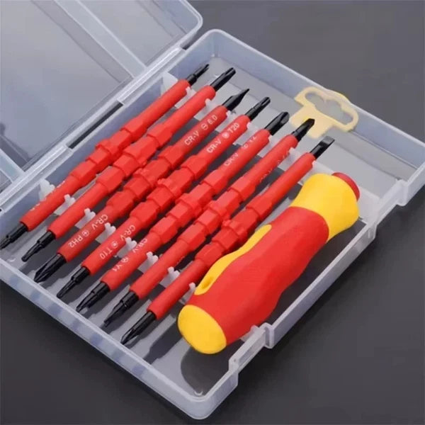 13PCS 1000V Changeable Insulated Screwdriver Set and Magnetic Slotted Bit Repair