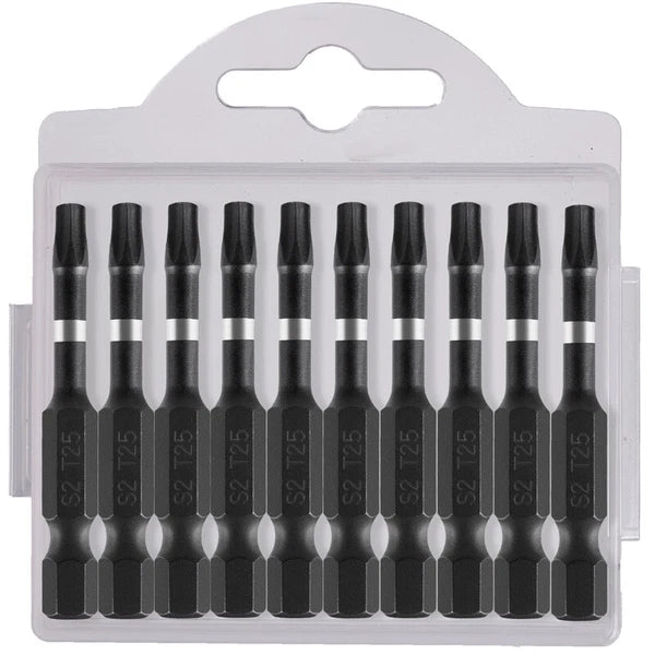 10pc T25 Impact Torx Bit Set 2" Power Screwdriver Drill Bits Star 1/4" Hex Shank